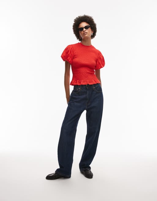AllSaints - Dael - Gesmokte top in rood, 2 van 4