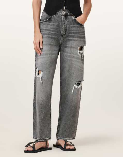 AllSaints – Daisy – Schmal zulaufende Jeans in verwaschenem Grau - view 1