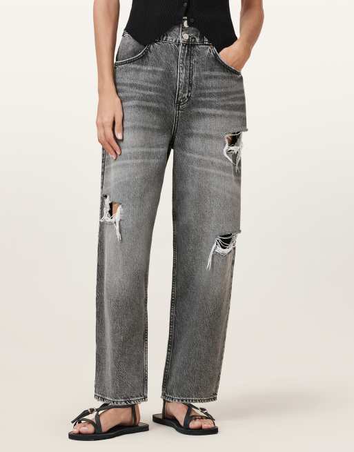 AllSaints – Daisy – Schmal zulaufende Jeans in verwaschenem Grau