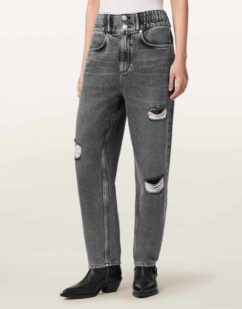 AllSaints – Daisy – Schmal zulaufende Jeans in verwaschenem Grau - view 1