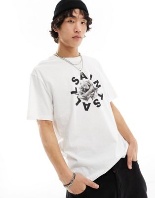 AllSaints Daized graphic t-shirt in white - ASOS Price Checker