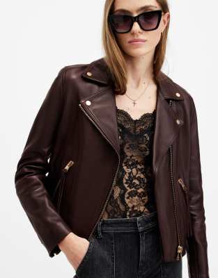 AllSaints - Dalby - Bikerjacke in Ochsenblutrot