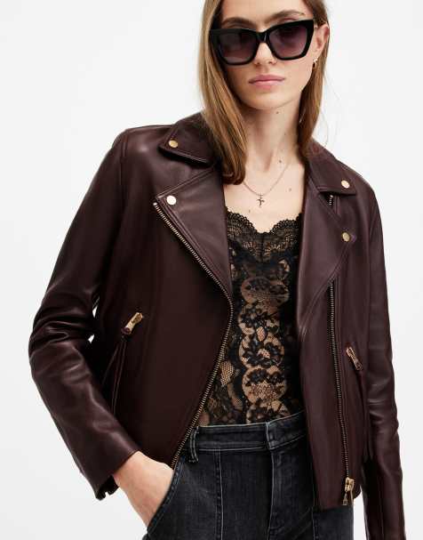 AllSaints - Dalby - Blouson style motard - Rouge bordeaux - view 1