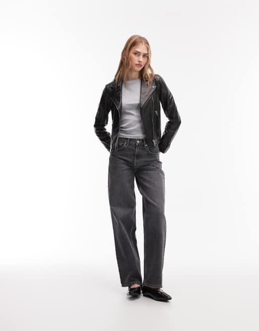 Allsaints – Dalby – Czarna skórzana kurtka typu biker, 2 z 4