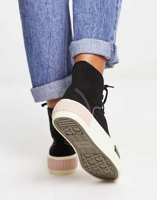 AllSaints Dana high top canvas platform trainers in black | ASOS