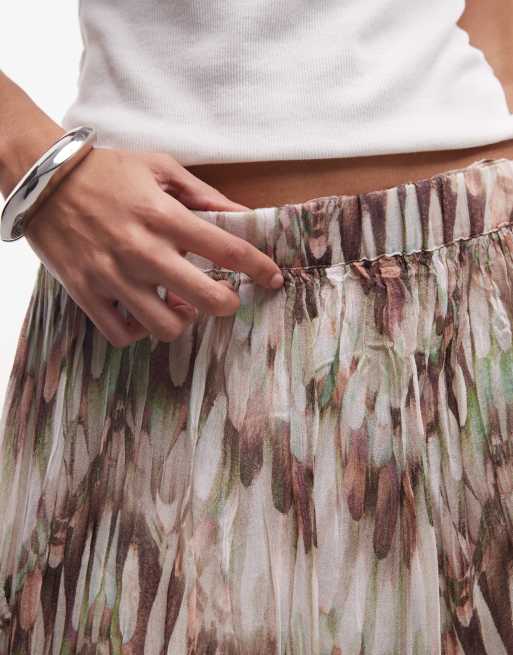 AllSaints - Danae - Midi rok met distressed ruches en print in multi, 3 van 5