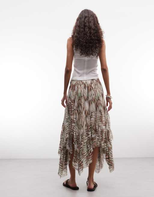 AllSaints - Danae - Midi rok met distressed ruches en print in multi, 5 van 5