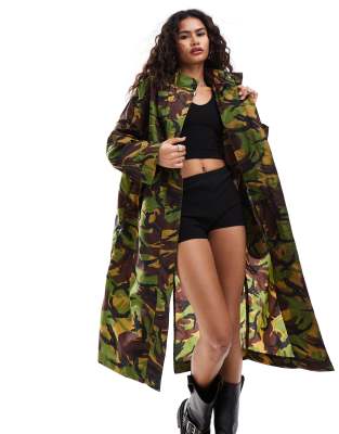 AllSaints Daneya lightweight parka in green camo