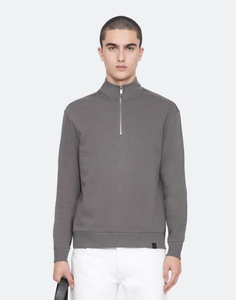 AllSaints Darius con media cremallera en gris foca - view 1