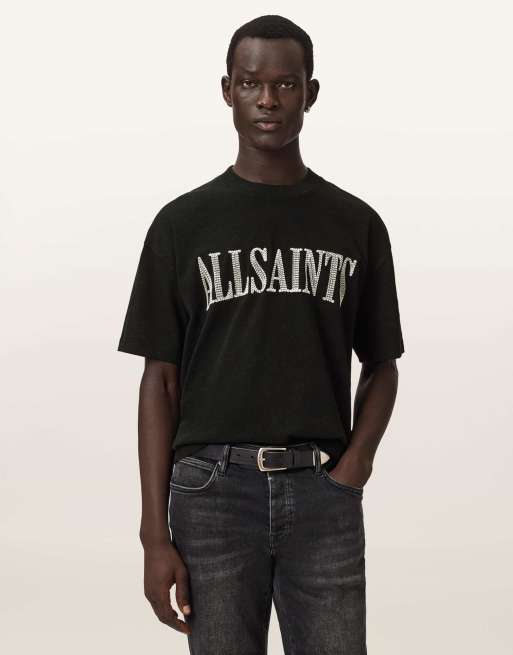 AllSaints – Dash – Kurzärmliges T-Shirt in verwaschenem Schwarz mit Rundhalsausschnitt, 4 von 7