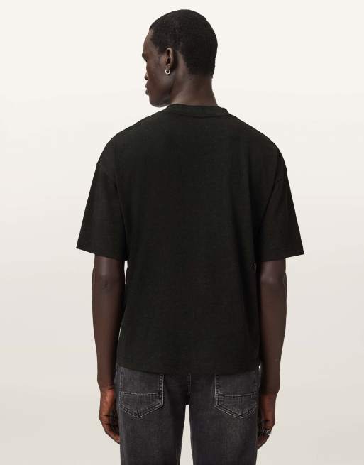 AllSaints – Dash – Kurzärmliges T-Shirt in verwaschenem Schwarz mit Rundhalsausschnitt, 7 von 7