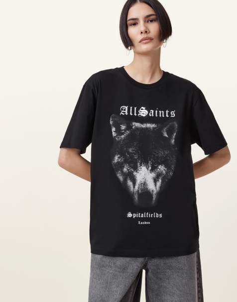 AllSaints - Dawn - Boyfriend T-shirt in zwart - view 1