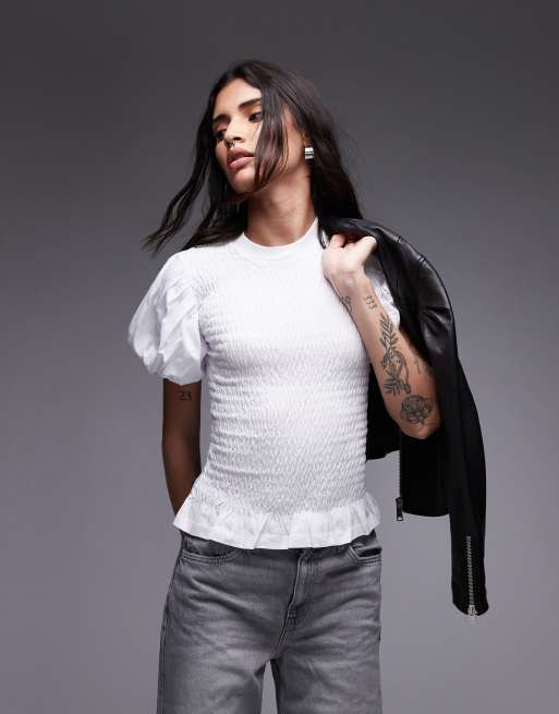 AllSaints – Deal – Marszczony biały top