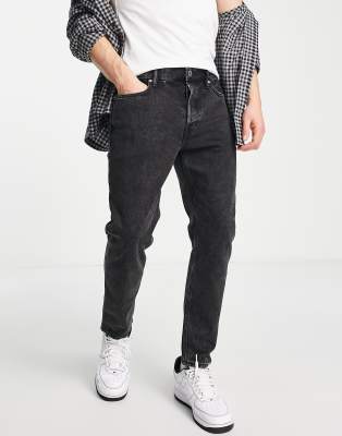 AllSaints dean cropped slim fit jeans in black - ASOS Price Checker