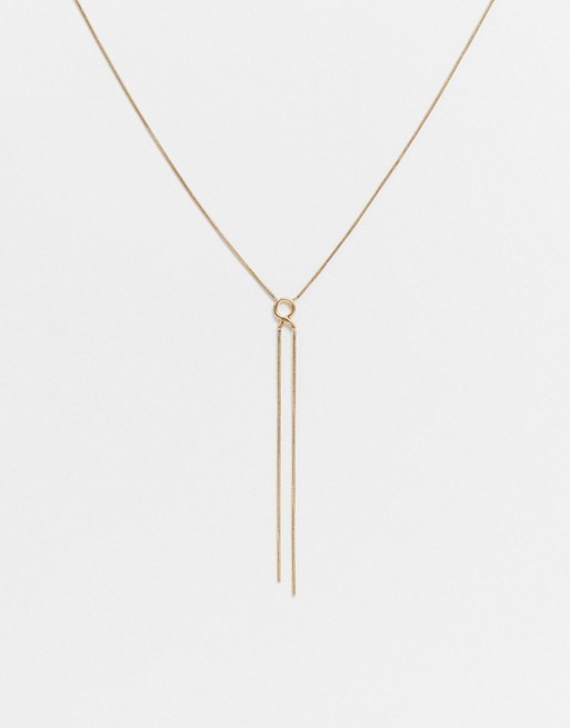 AllSaints delicate drop necklace in gold