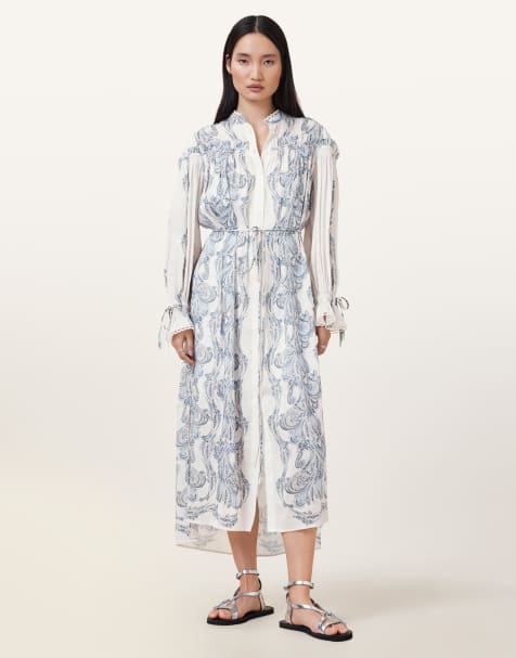 AllSaints – Delphine – Hemdblusenkleid in zartem Lita-Blau - view 1