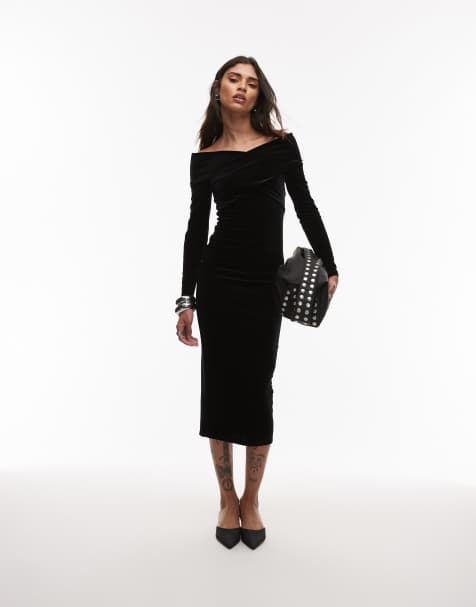 AllSaints – Delta – Czarna aksamitna sukienka - view 1