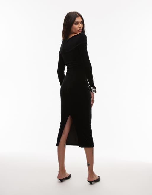 AllSaints - Delta - Fluwelen jurk in zwart , 3 van 4