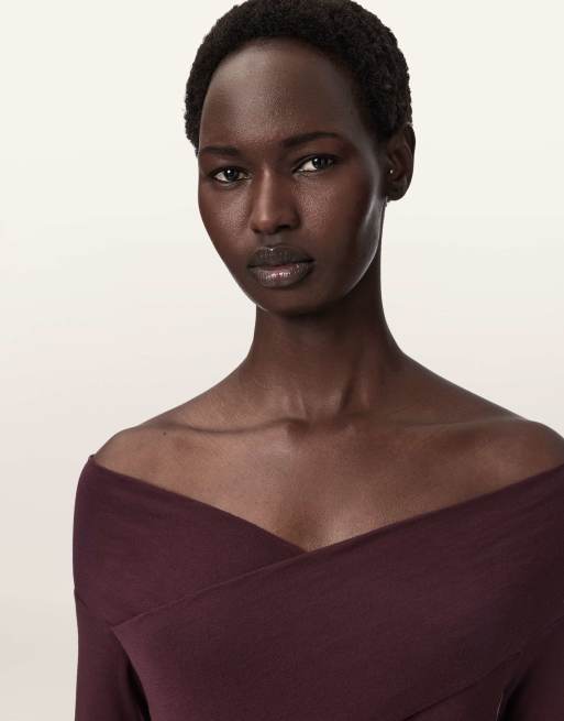 AllSaints - Delta - Robe en jersey - Rouge bordeaux, 6 de 7