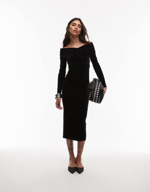 Allsaints Delta velvet dress in black - BLACK