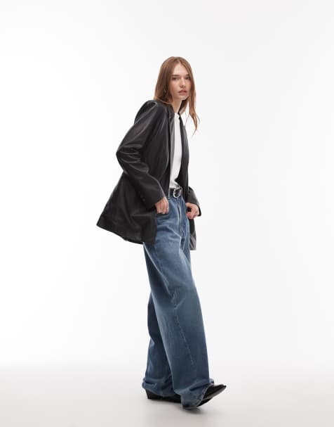 AllSaints - Deri - Blazer nero in pelle - view 1