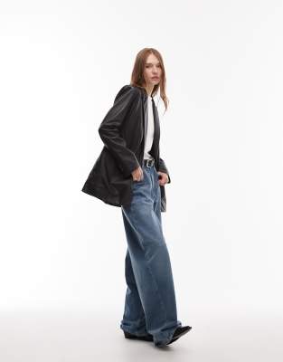 Allsaints Deri Leather Blazer In Black