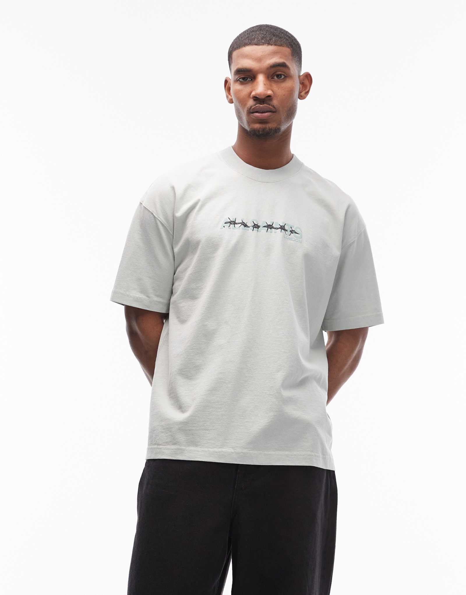 Футболка с необычным рисунком AllSaints светло-зеленого цвета