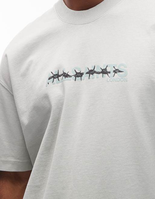 Allsaints deterent graphic t-shirt in light green, 5 of 5