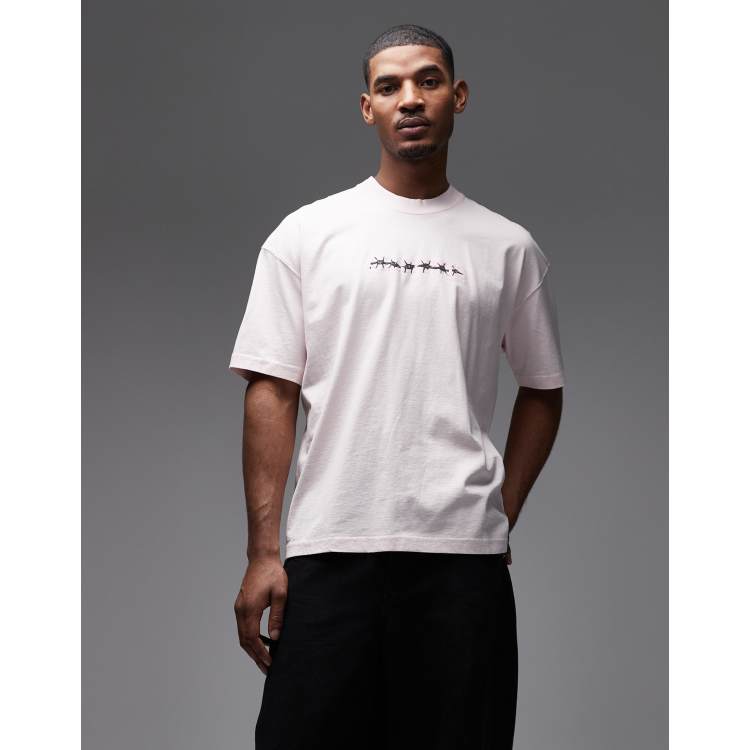 Allsaints deterent graphic T-shirt in light pink | ASOS