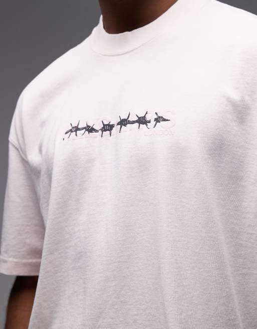 AllSaints - Deterent - Lyserød T-shirt med grafisk print, 5 af 5