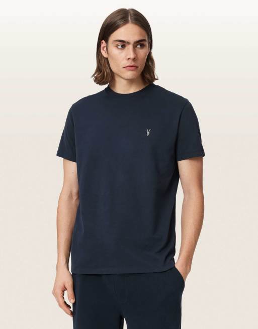 AllSaints - Dexter - Camiseta azul marino de manga corta con cuello redondo, 4 de 7