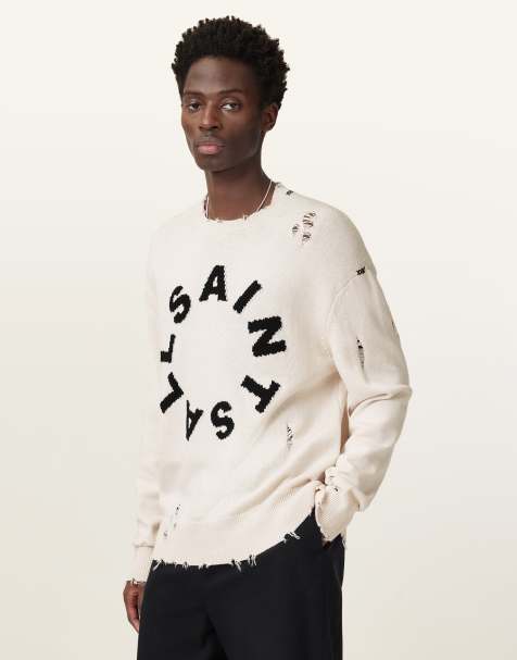 AllSaints – Diageo – Pullover in Ecru mit Rundhalsausschnitt - view 1