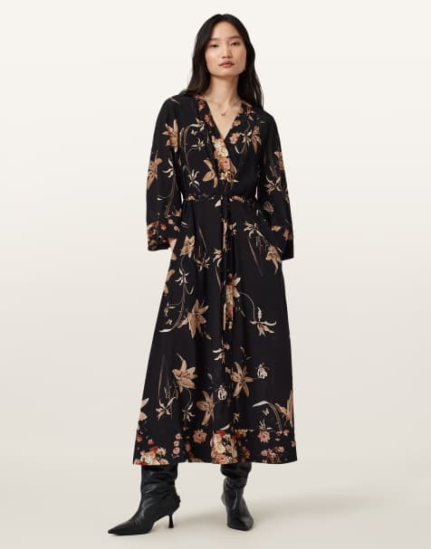 AllSaints – Diana – Kleid in Petra-Sepiabraun - view 1