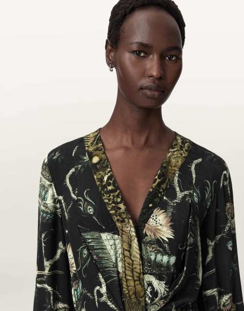 AllSaints - Diana - Vestido verde pastel estampado - view 1