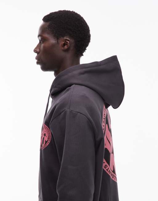 AllSaints - Distortion - Hoodie in zwart en roze, 4 van 5