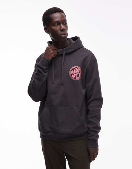 AllSaints - Distortion - Sort hættetrøje med lyserødt print, 3 af 5