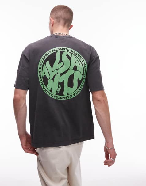 Allsaints – Distortion – Svart, tvättad t-shirt - view 1
