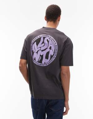 Allsaints distortion t-shirt in washed black / purple