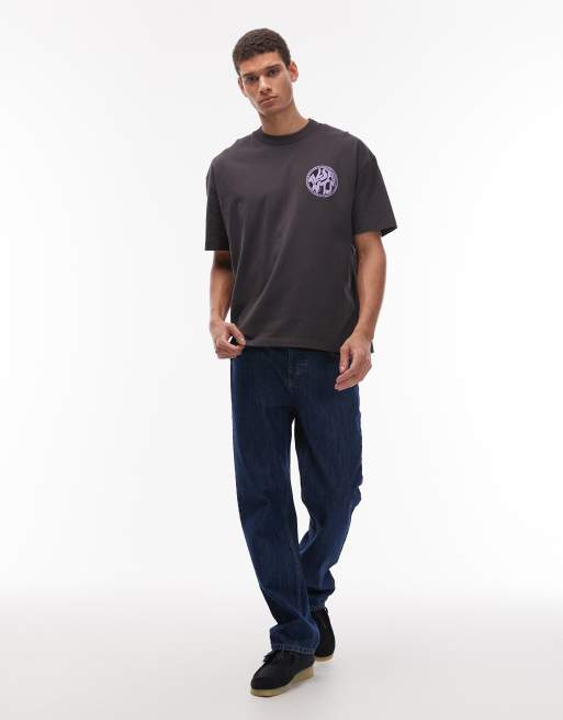 Allsaints distortion t-shirt in washed black / purple, 2 of 5