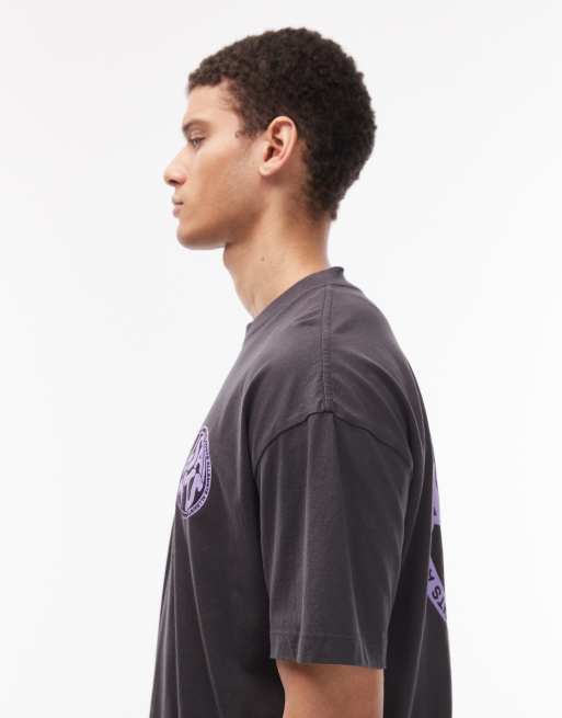 Allsaints distortion t-shirt in washed black / purple, 4 of 5