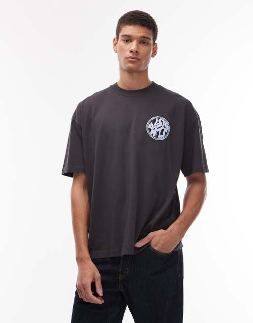 AllSaints distortion T-shirt in washed black / teal, 3 of 5