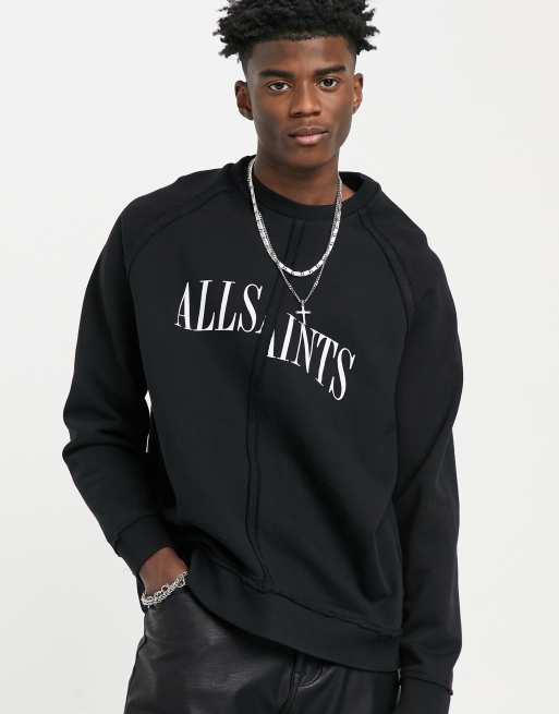 AllSaints Diverge Pullover Hoodie in Black for Men