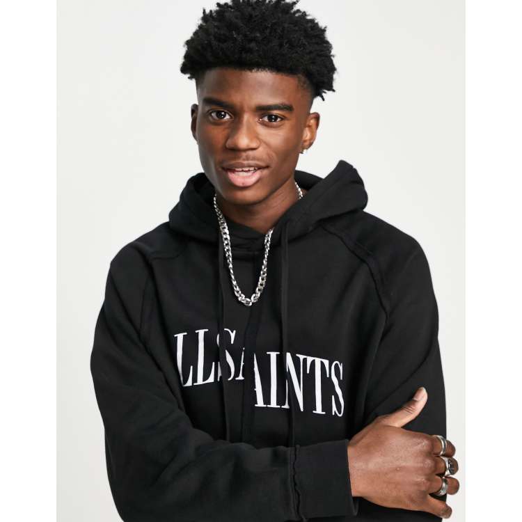 AllSaints Diverge Pullover Hoodie in Black for Men