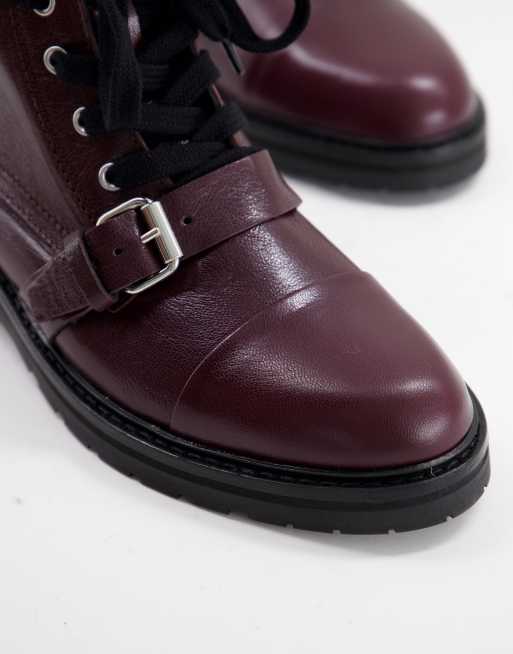 AllSaints – Donita – Ankle-Boots zum Schnüren aus burgunderrotem Leder, 2 von 4