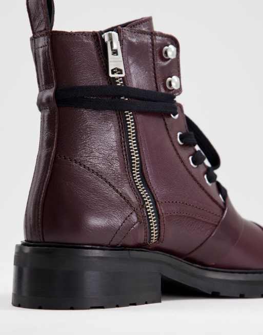 AllSaints – Donita – Ankle-Boots zum Schnüren aus burgunderrotem Leder, 4 von 4