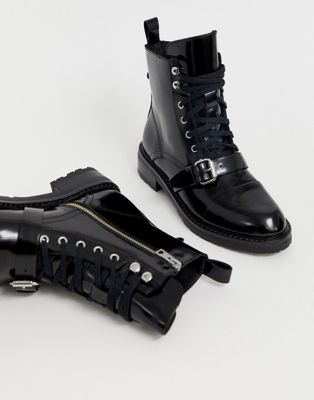 cheap black lace up boots