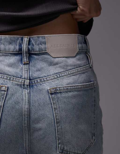 AllSaints doris denim shorts in light indigo