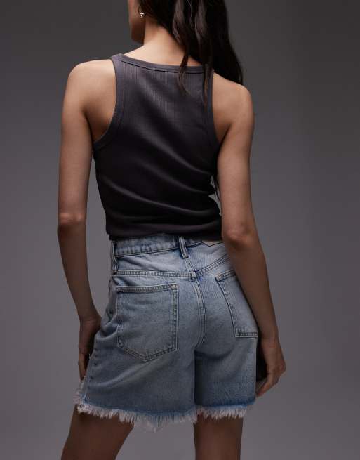 AllSaints doris denim shorts in light indigo