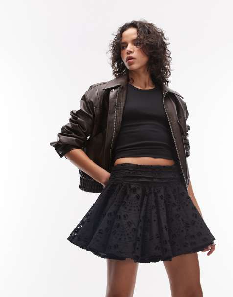 AllSaints dotty lace mini skirt in black