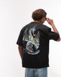 [AllSaints] AllSaints dragon wave t-shirt in washed black L washed black